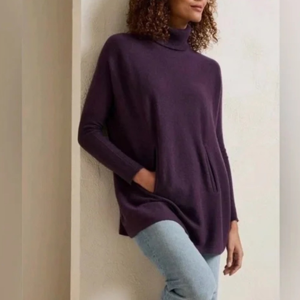 Garnett Hill Wool Cashmere Blend Oversized Turtleneck Sweater